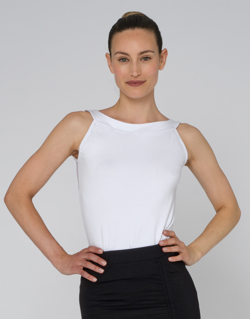 DEVORA - Elegant Sleeveless Top in Eco-Friendly Viscose | Tulle Back D