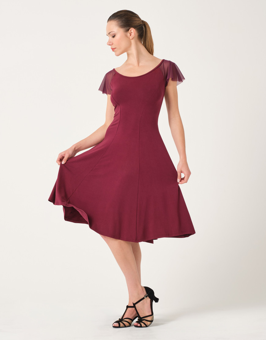 Robe de danse femme avec manches tulle – DARLENE